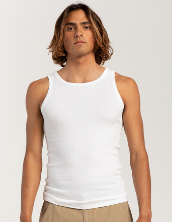 RSQ Mens Solid Fitted Ribbed Tank Top