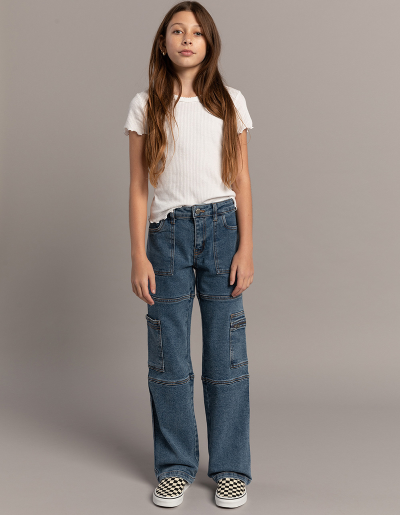 RSQ Girls Moto Cargo Wide Leg Jeans image number 0