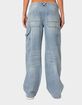 EDIKTED Faded Wash Low Rise Carpenter Jeans image number 4