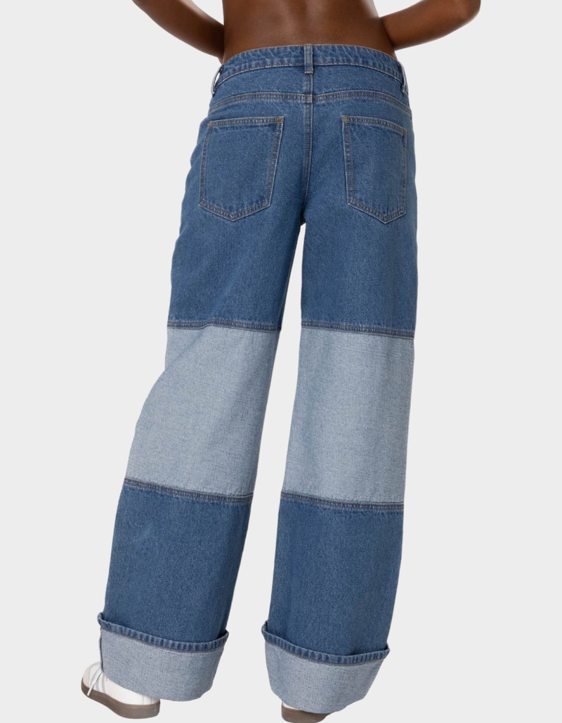 EDIKTED Lindsey Two Tone Cuffed Jeans image number 4