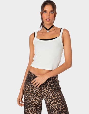EDIKTED Layered Contrast Ribbed Tank Top