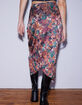 WEST OF MELROSE Satin Floral Asymmetrical Womens Midi Skirt image number 5