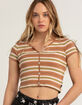 FIVESTAR GENERAL CO. Stripe Button Knit Womens Top image number 2