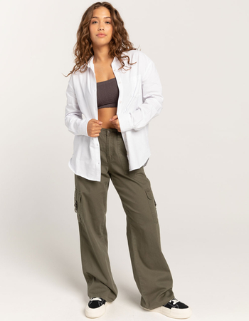 RSQ Womens Solid Oxford Shirt Alternative Image