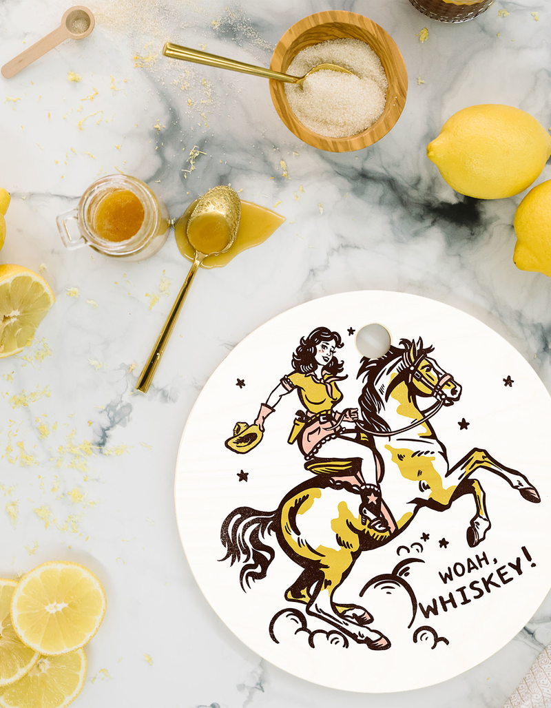 DENY DESIGNS The Whiskey Ginger Woah Whiskey Western Pin Up Round Cutting Board image number 1