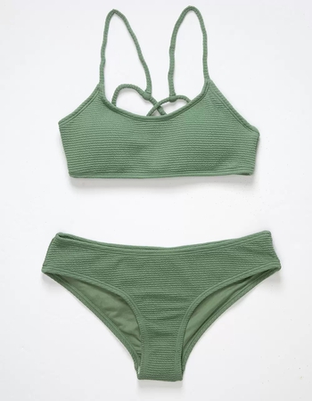 FULL TILT Texture Strappy Girls Bralette Bikini Set