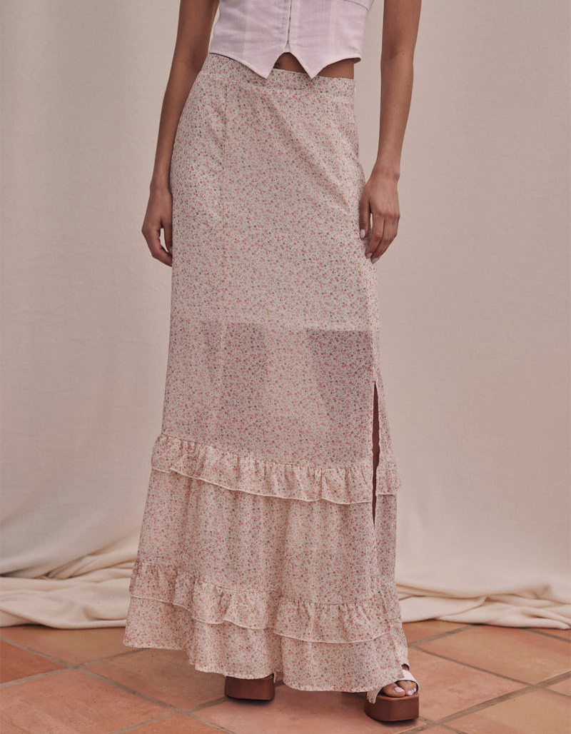WEST OF MELROSE Ditsy Tiered Womens Maxi Skirt image number 1