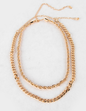 RSQ Layered Rope Curb Chain Necklace