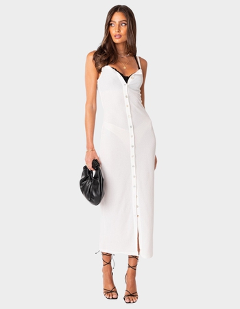 EDIKTED Sable Sheer Button Up Maxi Dress Primary Image