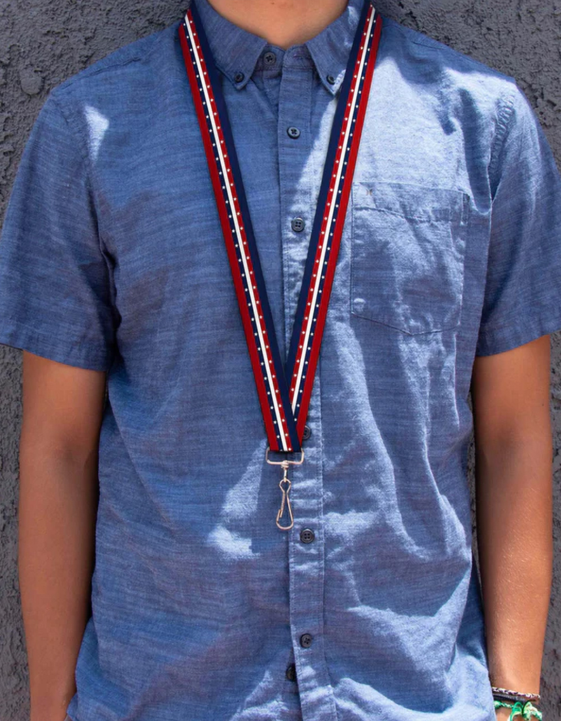 BUCKLE-DOWN Americana Stripe With Stars Lanyard image number 1