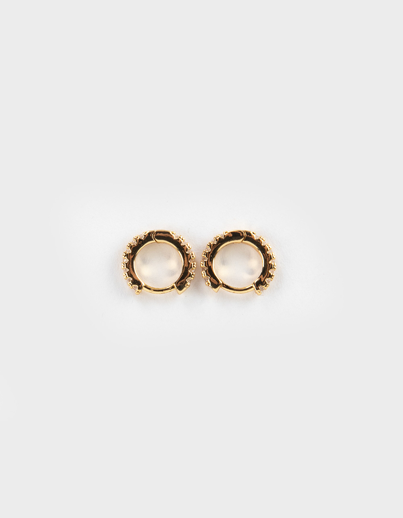 DO EVERYTHING IN LOVE 14K Gold Dipped Huggie CZ Hoop Earrings image number 1