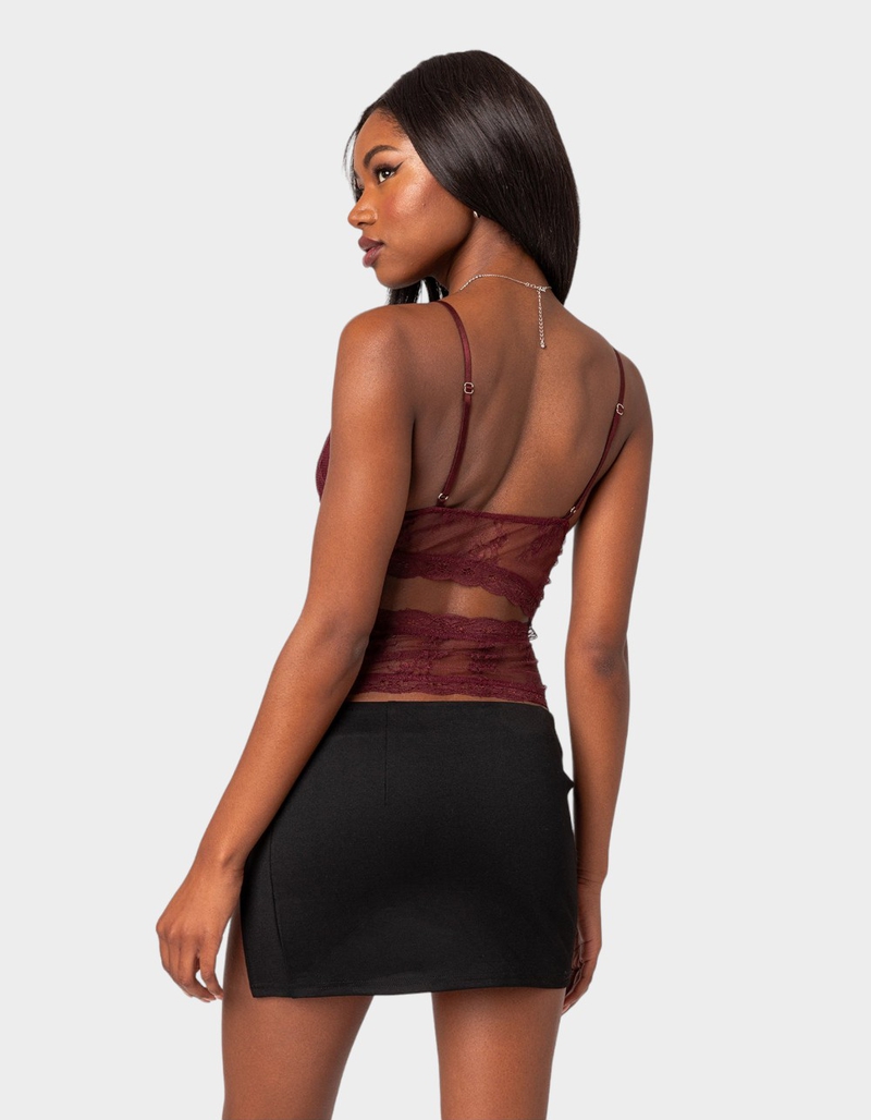 EDIKTED Spice Cut Out Sheer Lace Tank Top image number 3