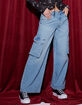 RSQ Womens High Rise Cargo Wide Leg Denim Jeans image number 2