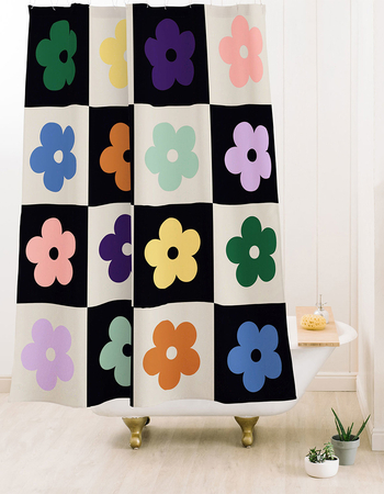 DENY DESIGNS MariaMaria Creative Bloom Checkered Shower Curtain