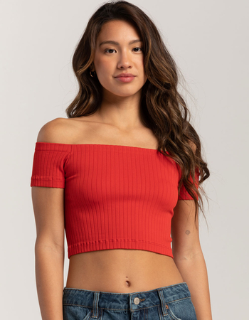 RSQ Womens Seamless Off The Shoulder Top