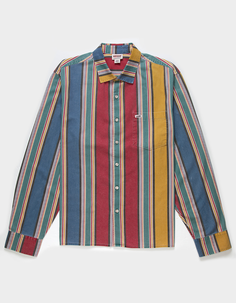 GUESS ORIGINALS Multi Stripe Mens Button Up Shirt image number 0