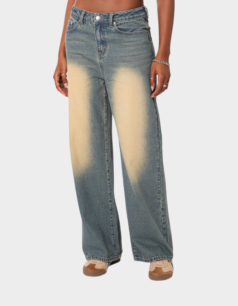 EDIKTED Braya Washed Low Rise Baggy Jeans image number 1