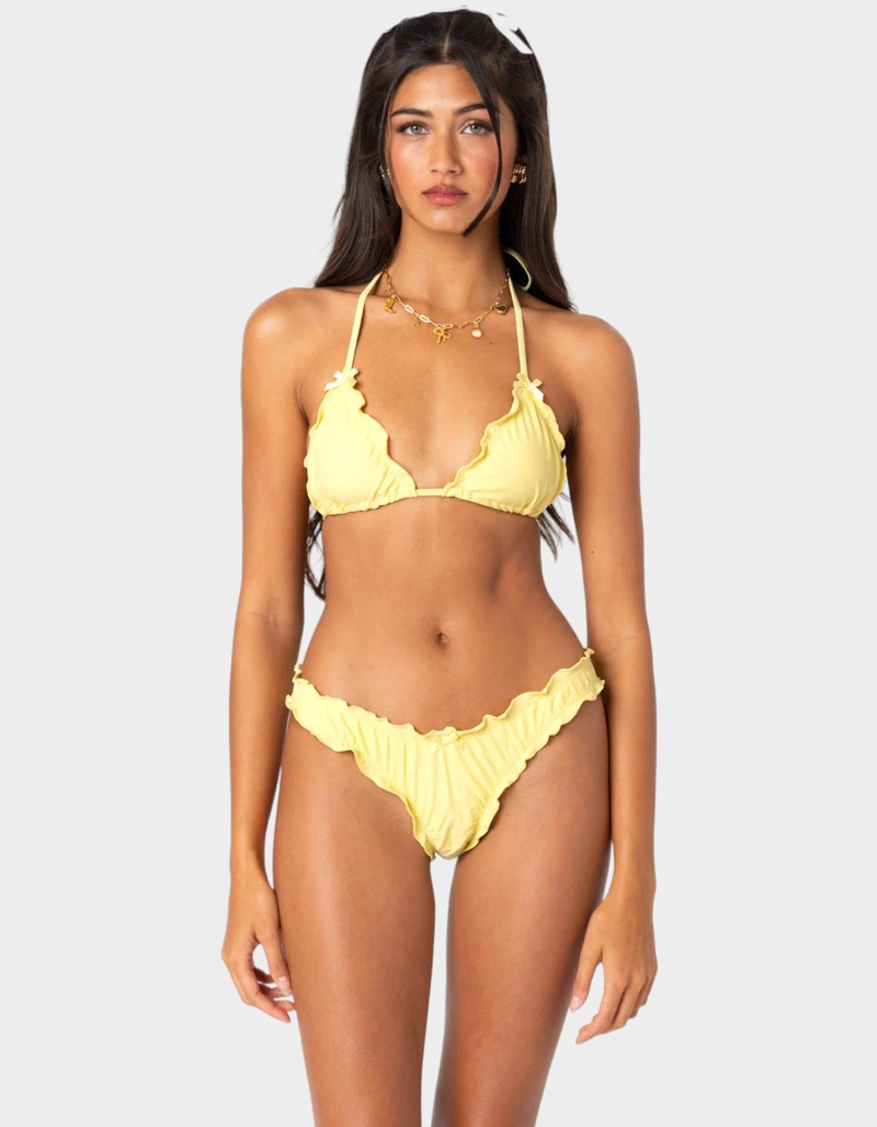EDIKTED Golden Ruffle Edge Triangle Bikini Top image number 0