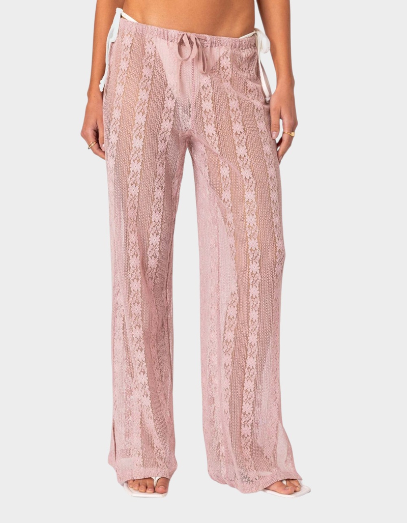 EDIKTED Embroidered Sheer Lace Pants image number 0