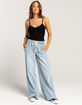 RSQ Womens Mid Rise Tie Front Denim Wide Leg Jeans image number 7
