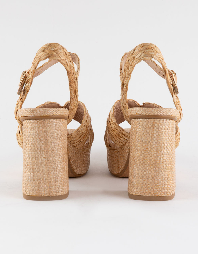 SODA Braided Raffia Platform Womens Heeled Sandals image number 3