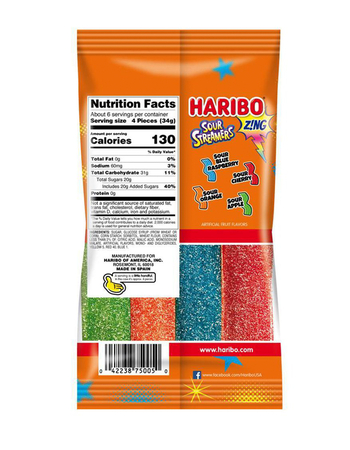HARIBO Z!NG Sour Streamers Chewy Candy - 4.5 oz