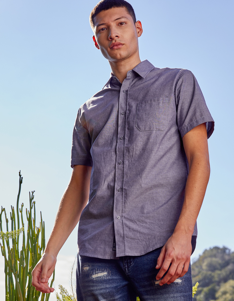 RSQ Mens Solid Chambray Button Up Shirt image number 2