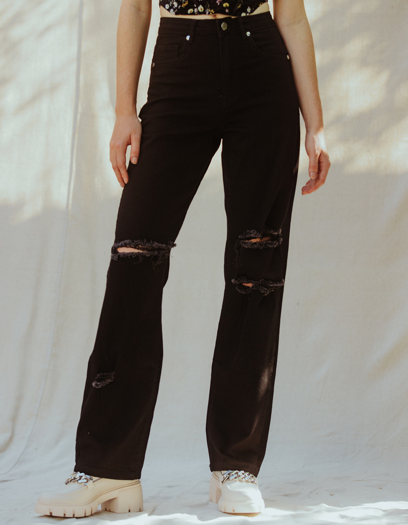 DAISY STREET Womens Wide Leg Ripped Jeans image number 1