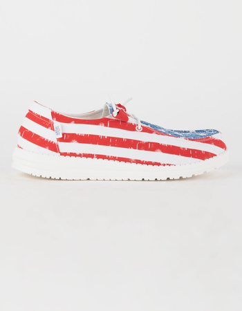 HEY DUDE Wendy Patriotic Star Spangled Womens Slip On Shoes