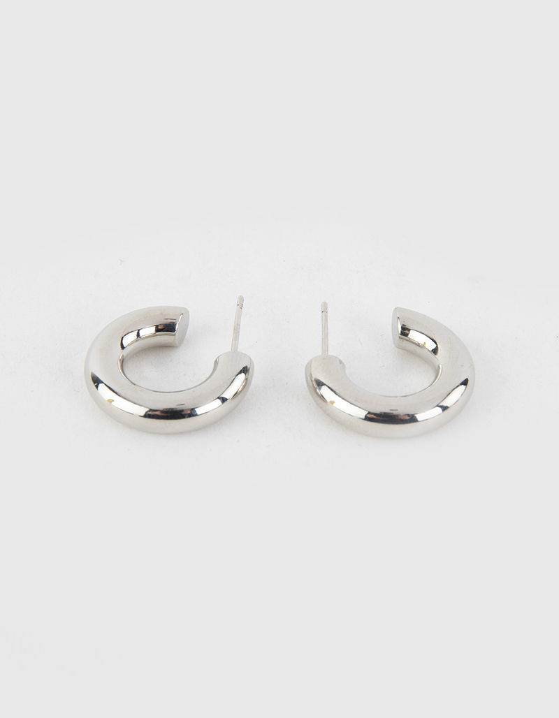 DO EVERYTHING IN LOVE White Gold Dipped Huggie Hoop Earrings image number 1