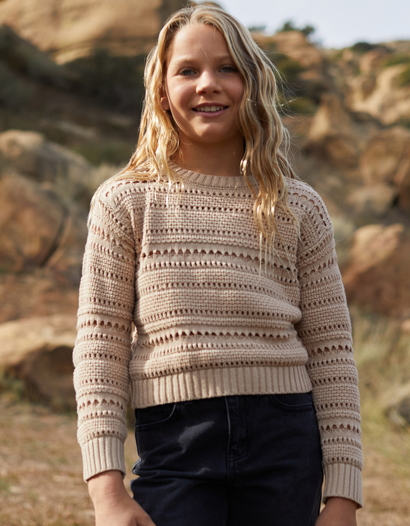 RSQ Girls Solid Open Weave Sweater image number 2