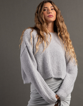 RSQ Womens Crop Lurex Pullover Sweater