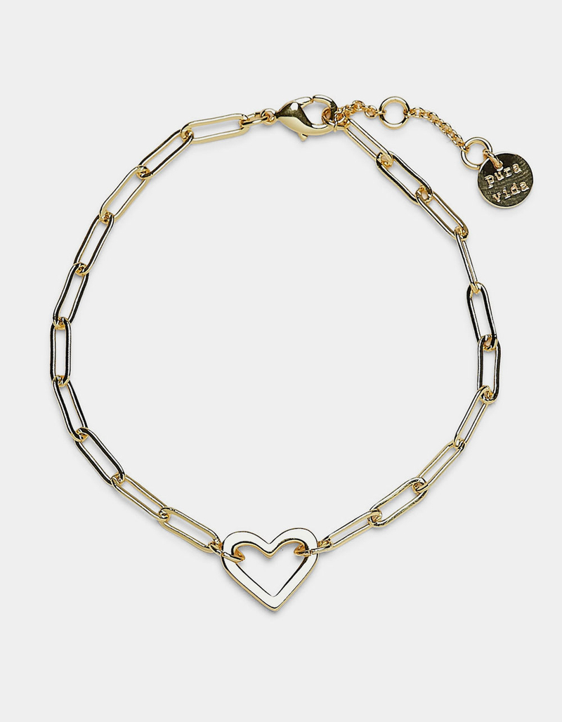 PURA VIDA Heart Paperclip Chain Bracelet image number 0