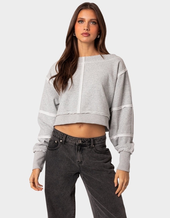 EDIKTED Inside Out Cropped Sweatshirt Primary Image
