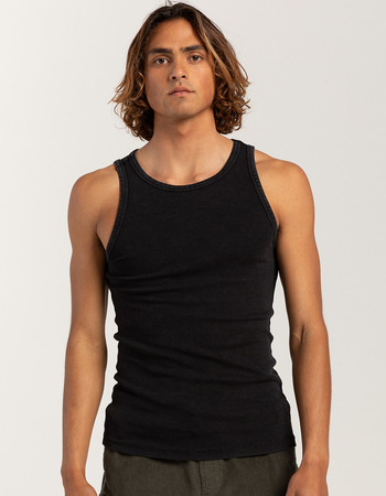 RSQ Mens Washed Fitted Rib Tank Top