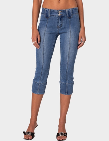 EDIKTED Jesse Low Rise Washed Capri Jeans Primary Image
