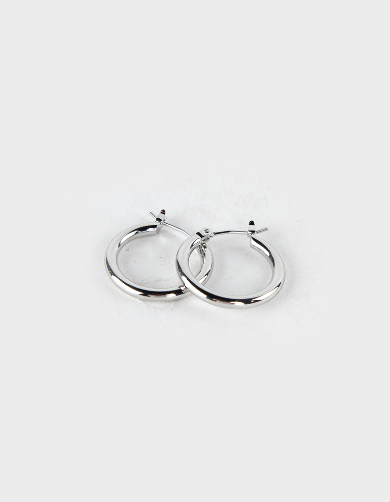 DO EVERYTHING IN LOVE White Gold Dipped Pin Catch Hoop Earrings image number 0