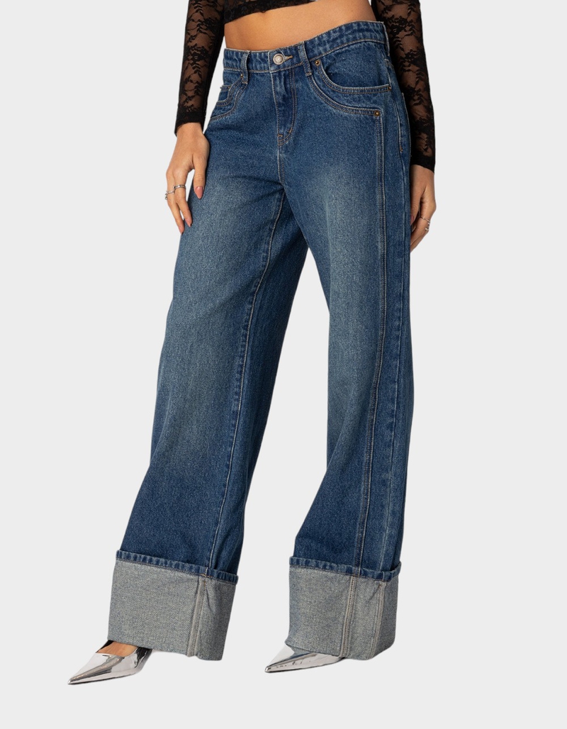 EDIKTED Vesper Cuffed Low Rise Jeans image number 1