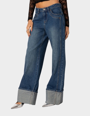 EDIKTED Vesper Cuffed Low Rise Jeans