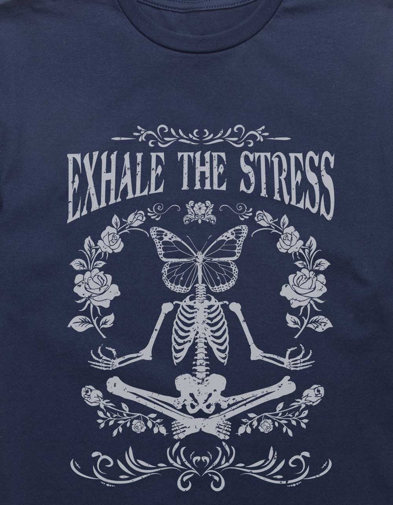 SKELETON Exhale The Stress Distressed Unisex Tee image number 1