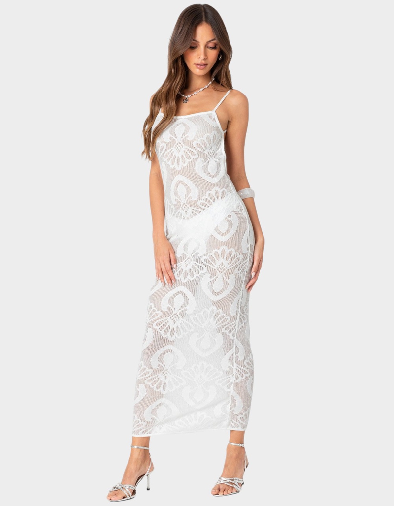 EDIKTED Embroidered Backless Sheer Knit Maxi Dress image number 2