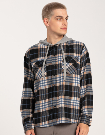 RSQ Mens Plaid Hooded Flannel Primary Image