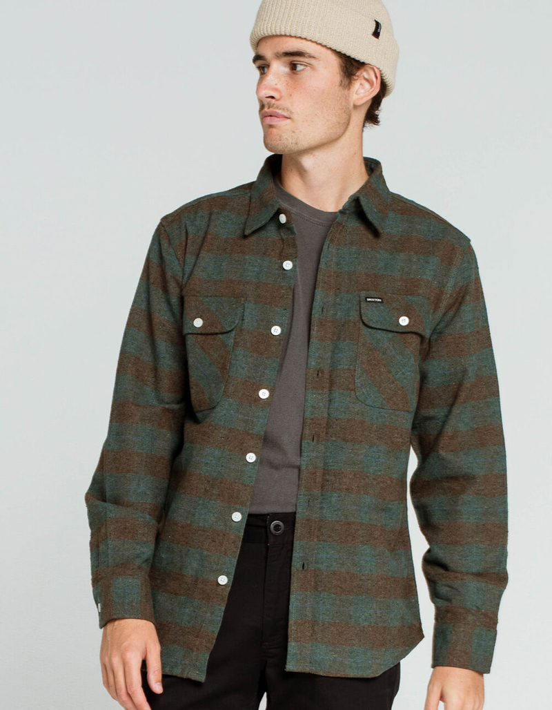 BRIXTON Bowery Mens Ocean Flannel Shirt image number 1