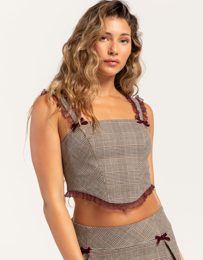 WEST OF MELROSE Plaid Womens Corset image number 0