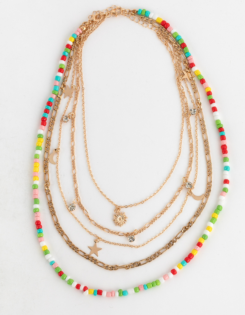 FULL TILT Layered Beaded Sun Necklace image number 0