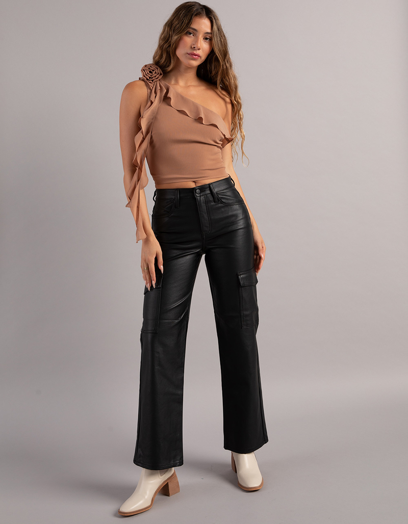 WEST OF MELROSE Faux Leather Womens Cargo Pants image number 0