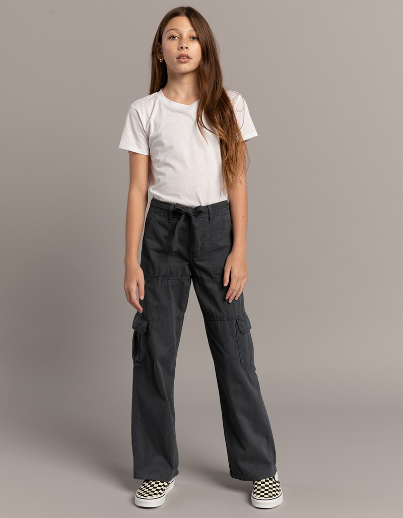 RSQ Girls Tie Waist Twill Cargo Pants image number 0
