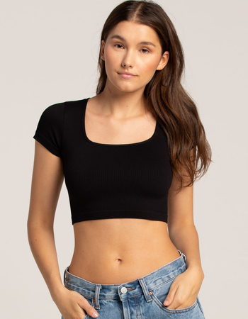 FULL TILT Seamless Square Neck Womens Crop Top Primary Image
