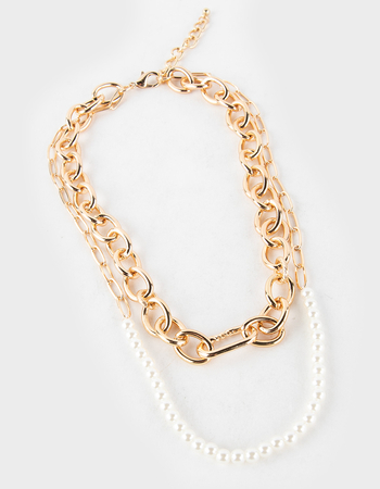 FULL TILT Layered Pearl Chunky Chain Necklace Alternative Image