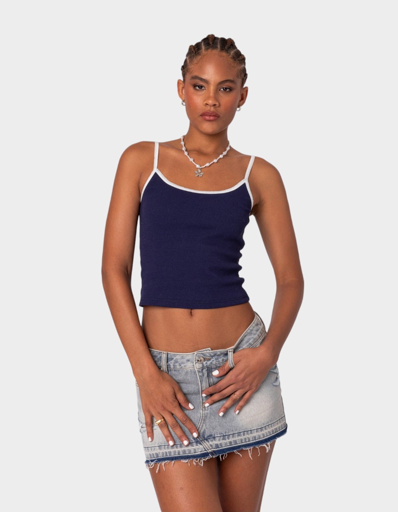 EDIKTED Franky Ribbed Contrast Tank Top image number 0